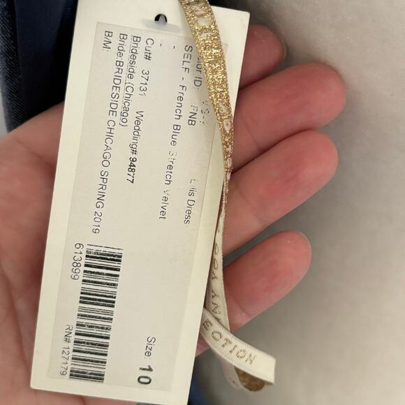 Jenny Yoo Ellis Velvet Maxi Dress Blue 10 NWT - Picture 8 of 10